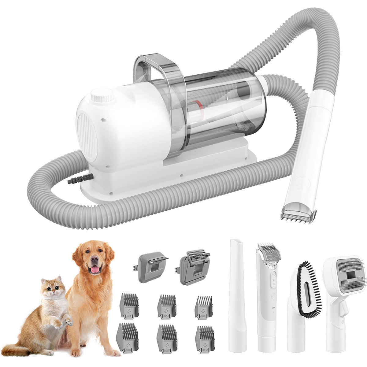 Pet Suction And Scissors All-in-one Machine Dust Collection Suit Multi-function Hair Care Device