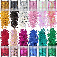 Hexagonal glitter, 12 colors mixed with high quality glitter