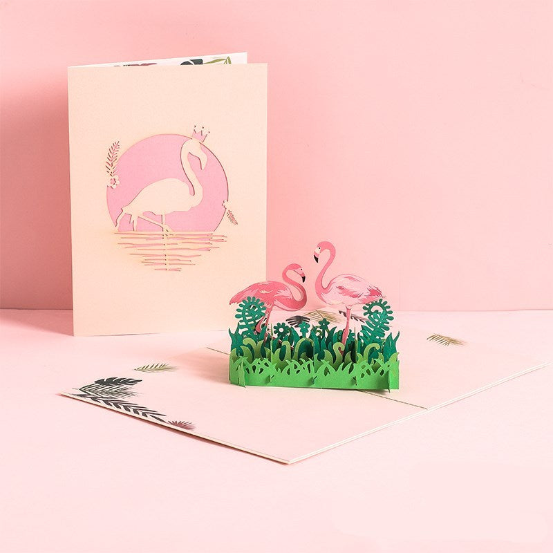 3D Laser Cut Handmade Sakura Kissing Lover Paper Invitation Greeting Card