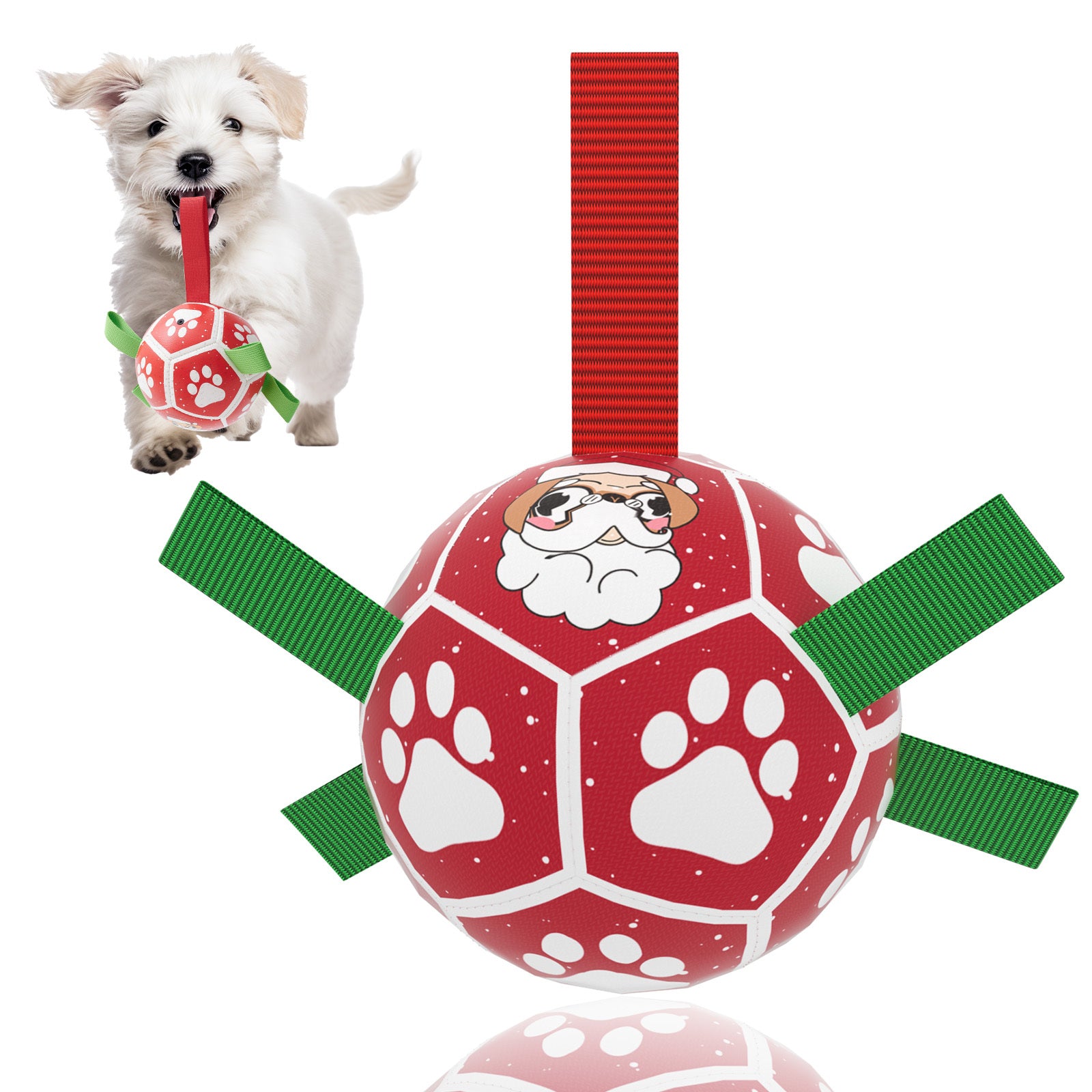 Interactive Dog Toys, Dog Soccer Ball With Straps, Dog Football, Dogs Balls For Small Size Dog Water Toy Indoor & Outdoor, Gift For Dogs