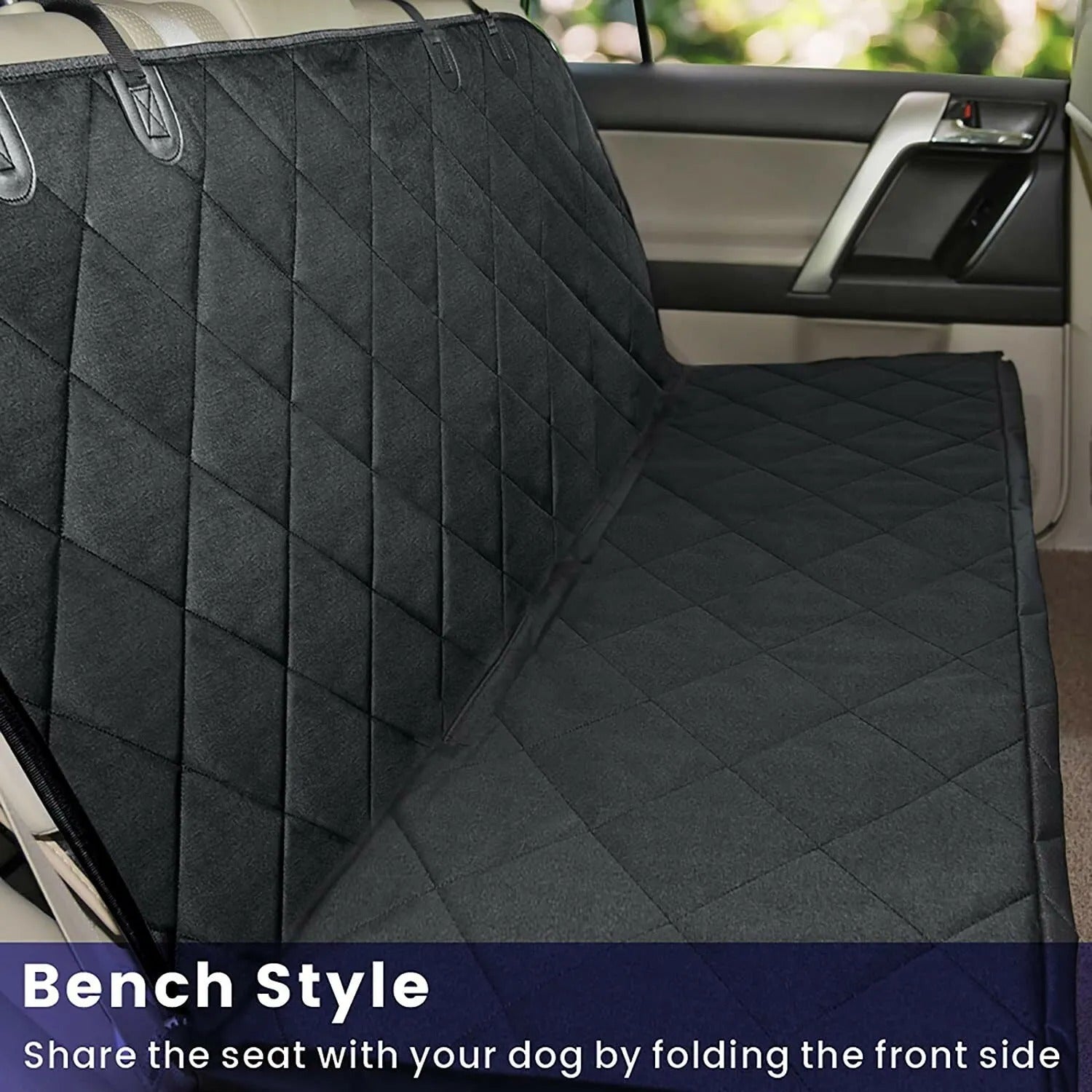 Seat Cover Rear Back Car Pet Dog Travel Waterproof Bench Protector Luxury -Black