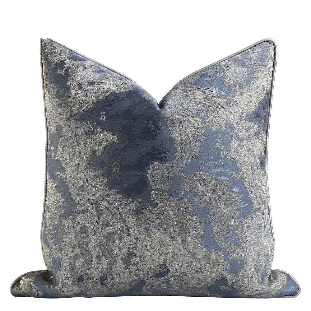 Chinese Ink Painting Cushion Pillow Blue Gray Jacquard Pillowcase