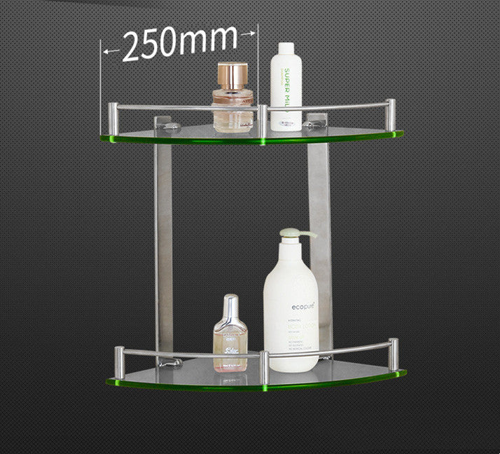 Compatible with Apple, Stainless Steel Tripod Bathroom Two-layer Glass Corner Shelf