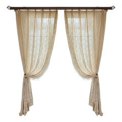 Cotton Linen Crochet Hollow Living Room Curtains