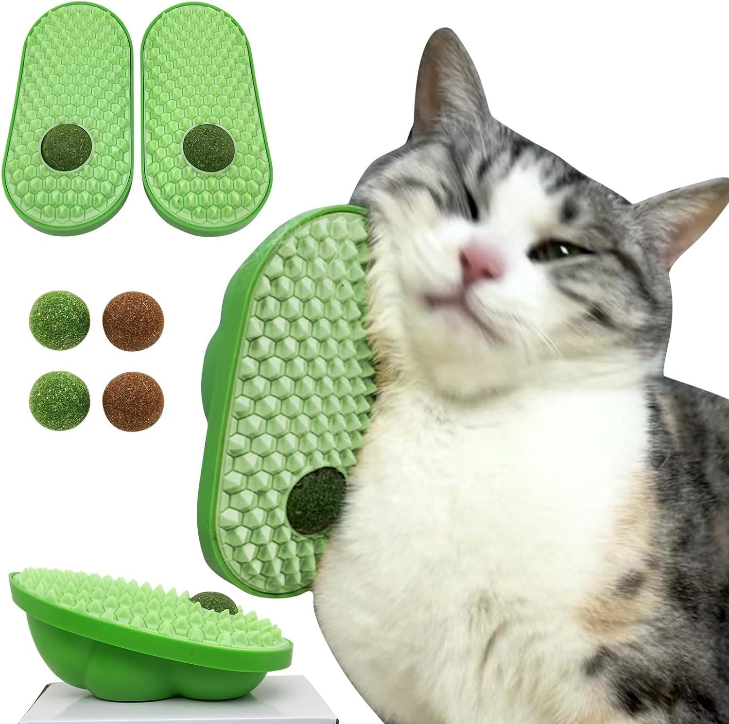 Catnip Toys Balls That Stick On Wall Pet Massage Brush Cat Toy Ball  Catnip Wall Balls For Cats Lick Cat Face Scratchers  Cat Self Groomer For Indoor Cats Cat Corner Brush Wall