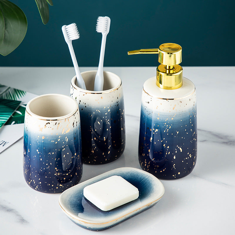 Gradient Blue Ceramic Bathroom Suite Creative Couple