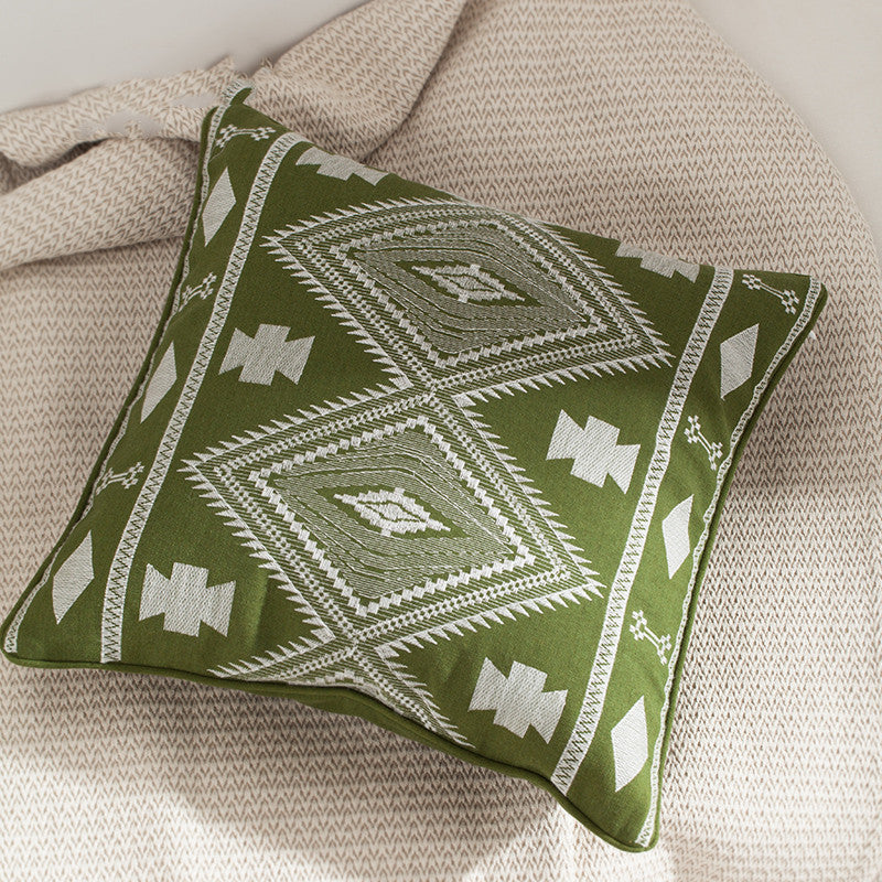 Nordic Green Cactus Plant Summer Bay Window Throw Pillow