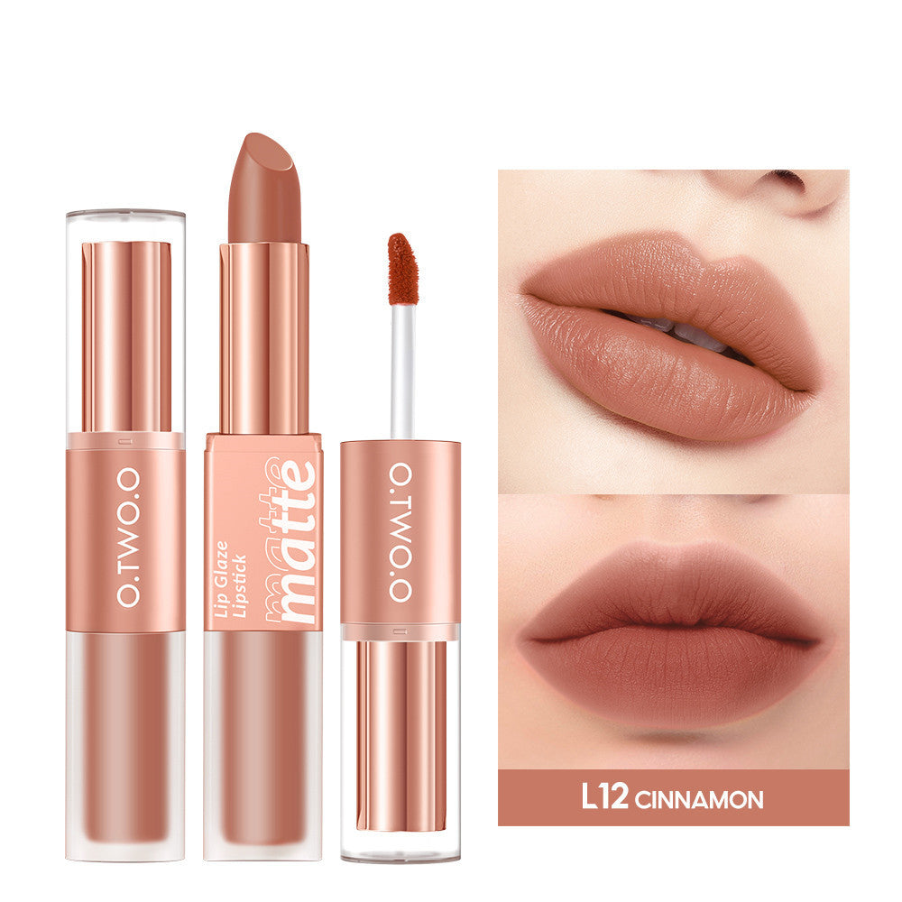 Lip Glaze Nude Milky Coffee Amber Pumpkin Cinnamon Milk Tea Double-headed Lipstick