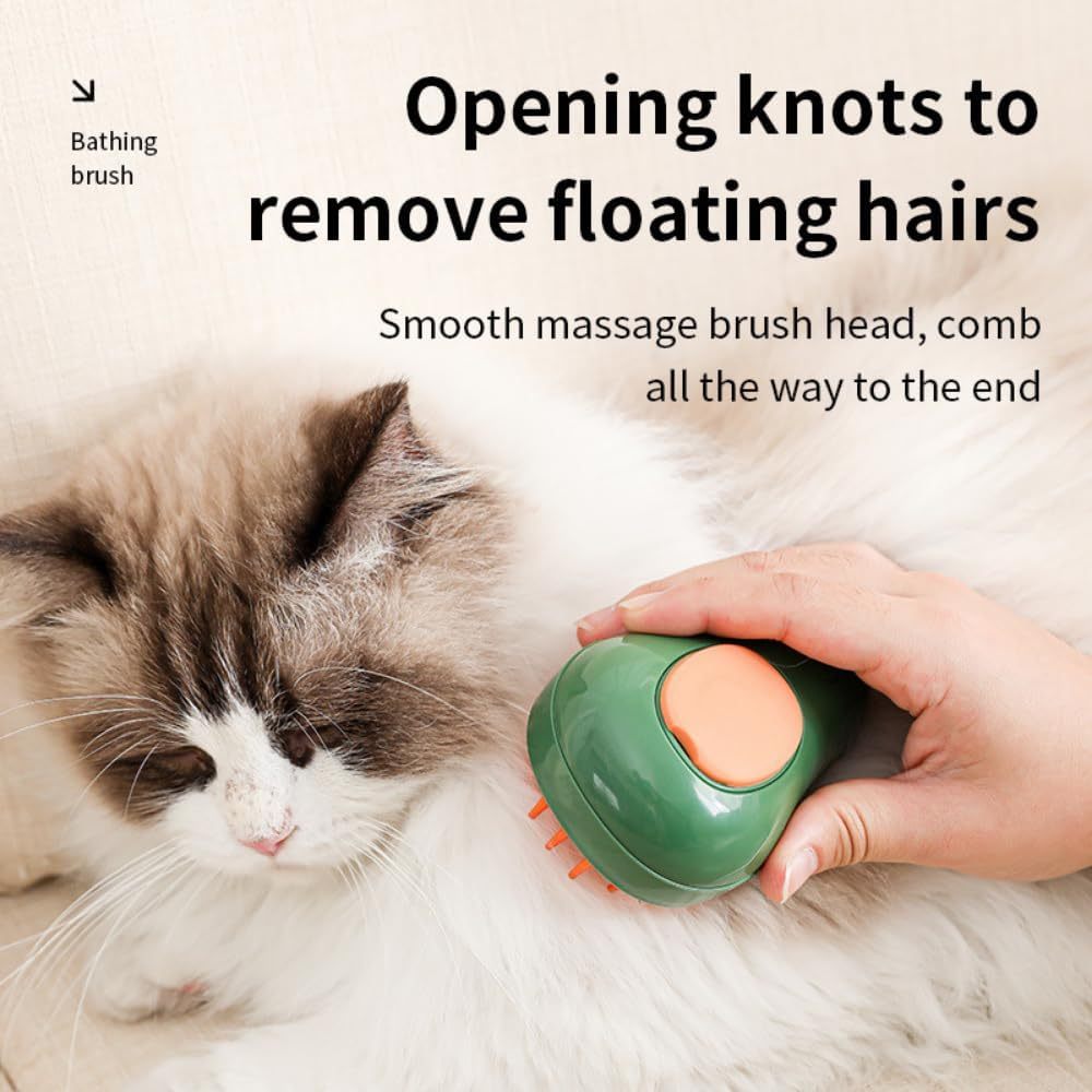 Cat Steam Brush 3 In 1 Cat Comb For Massage, Self Cleaning Cat Brush With Water Rechargeable Silicone Dog Steam Brush Cat Bath Brush Eliminates Flying And Tangled Hair Cat Grooming Comb