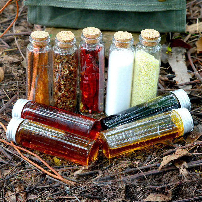 Outdoor Camping Glass Seasoning Bottle Portable Set