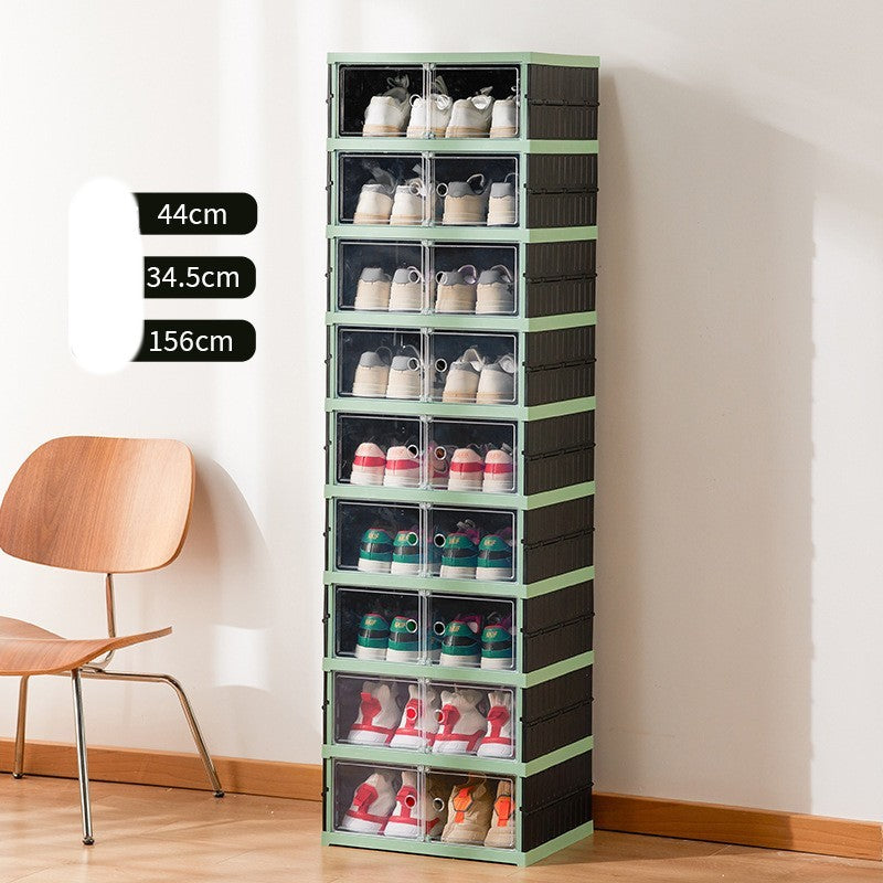 Double Row Folding Shoe Box Transparent Storage Rack Installation