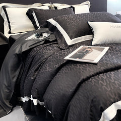 High-end Minimalist Tencel Cotton Vintage Active Printing Home Textile Bedding Four-piece Set