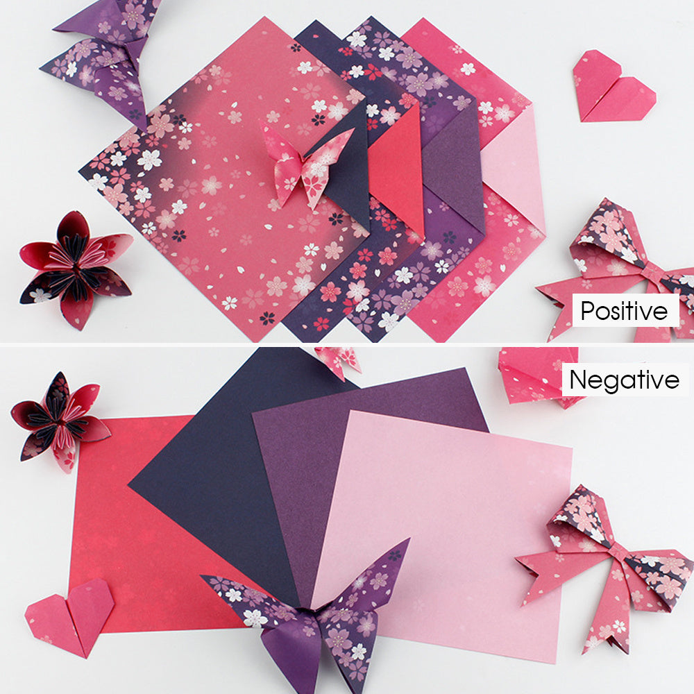 Double-sided Two-color Japanese-style Floral Origami Square Printing Origami