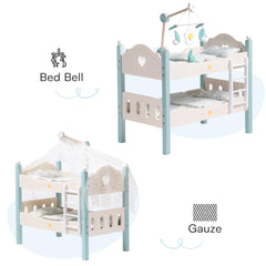 ROBOTIME Baby Doll Bunk Beds,Wooden Doll Beds Cribs Cradle For 18 Inch Dolls Furniture, Stackable Doll Bed Fits18 American Girl Doll