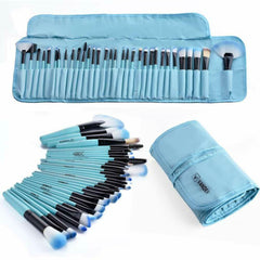 32Pcs Makeup Brushes Pouch Set Blending Powder Puff Professional Cosmetics Tools