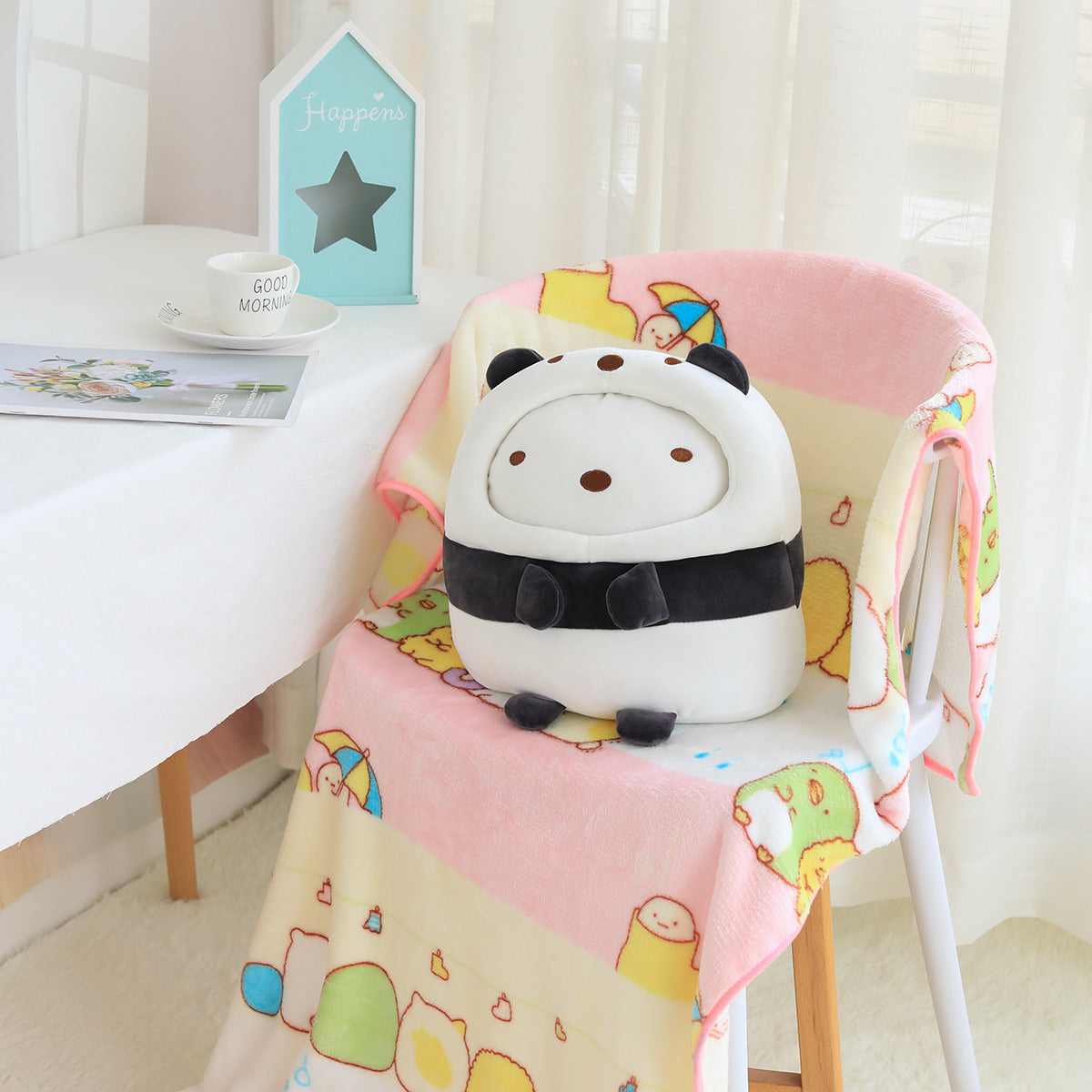 Cartoon Panda Dinosaur Cat Transformation Panda Doll Plush Toys Pillow And Blanket Cushion