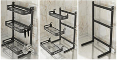 Stainless Steel Kitchen Double-layer Black Seasoning Rack