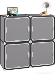 NeuType Cube Storage With Door 4 Cube Storage Racks Multi-functional Storage Cube Storage Racks Closet Storage Racks Bookshelves Toy Storage Cabinets, Dark Gray