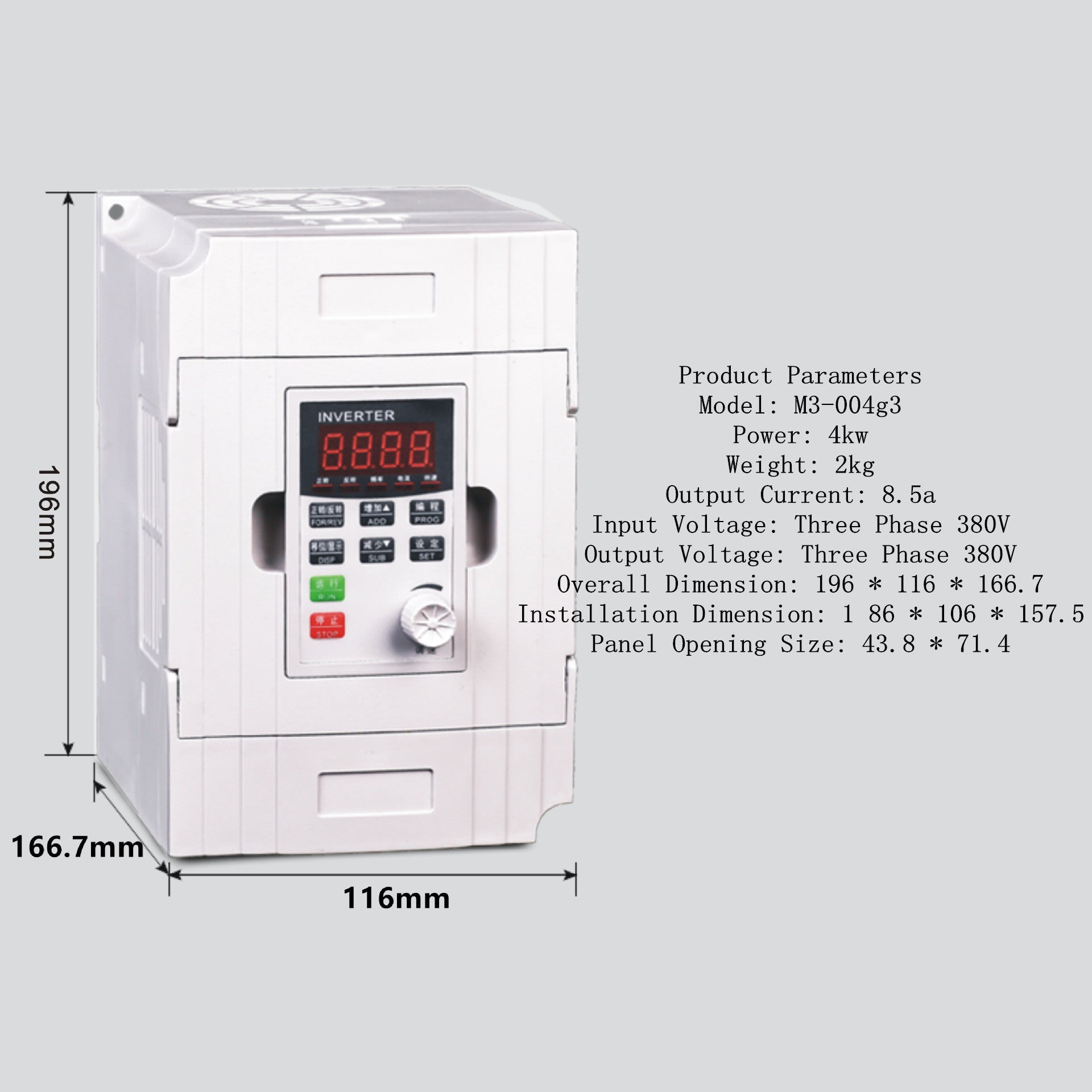 Inverter Three-Phase 380V Speed Controller 0.75/1.5/2.2/3/7.5kw