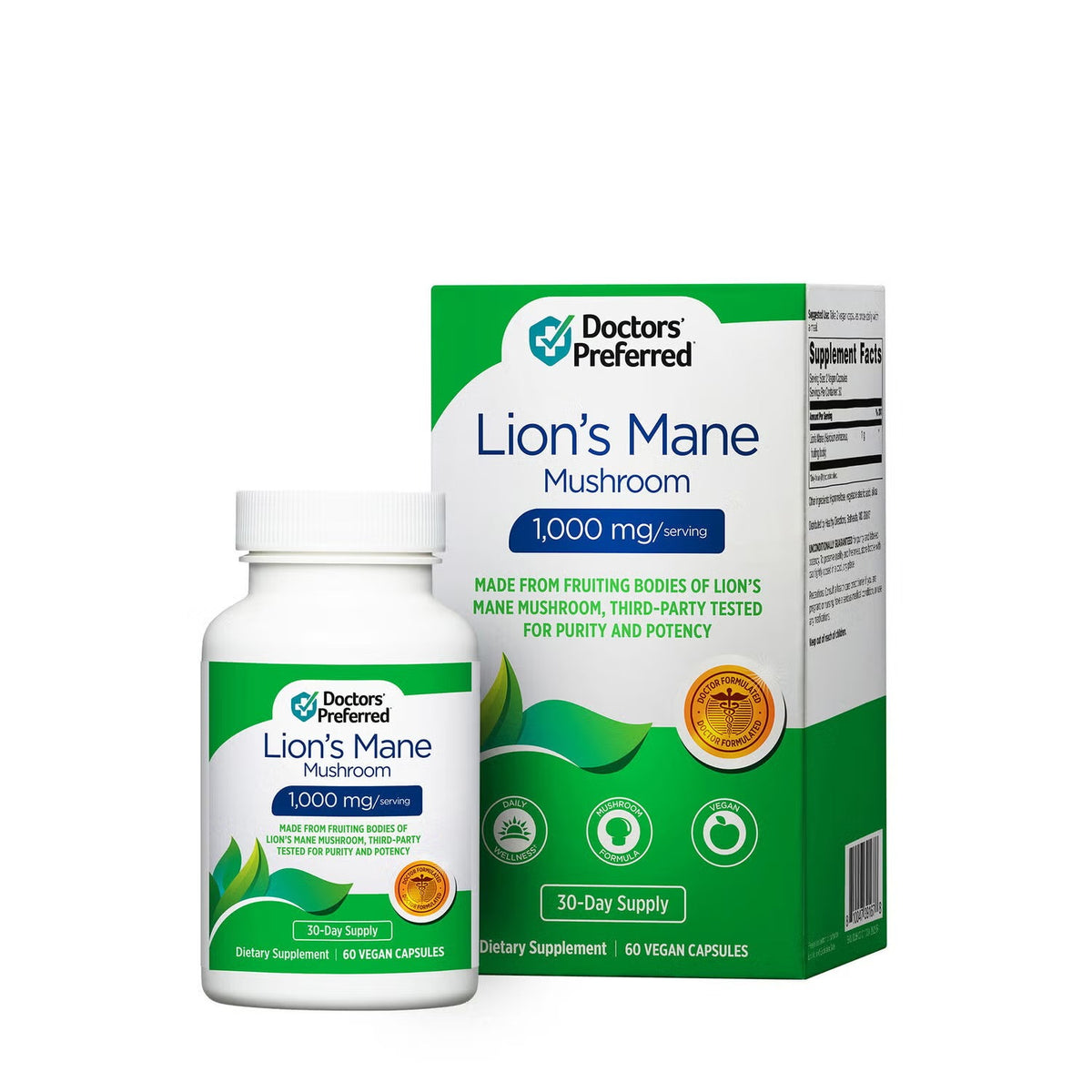 Lion's Mane Mushroom 1000mg - 60 Vegan Capsules (30 Servings)