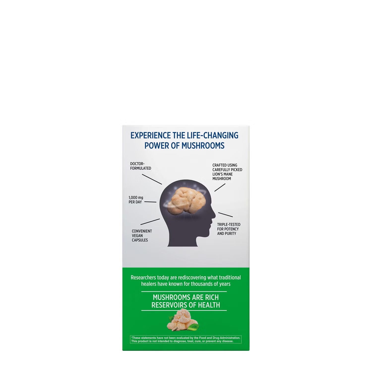 Lion's Mane Mushroom 1000mg - 60 Vegan Capsules (30 Servings)