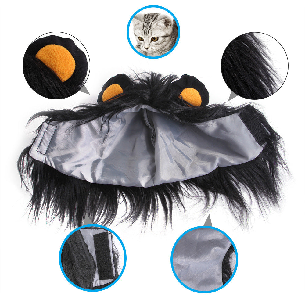 Pet Cat Headgear Wig Hat Pet Cat Funny Dress Up, Puppy Cat Cat Clothing Lion Headgear