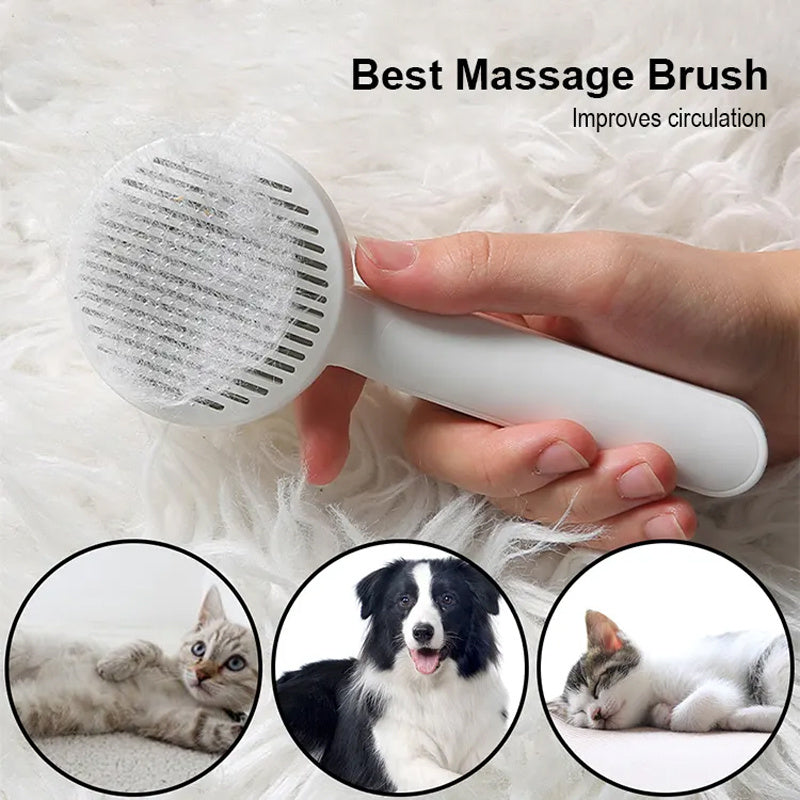 CN Cat Grooming Brush, Self Cleaning Slicker Brushes For Dogs Pet Hair Removal Comb Stainless Steel Needle Cat Brush Self Cleaning For Cats Dogs Hair Remover Scraper Pet Grooming Tool