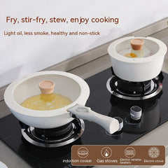 Removable Handle Non-stick Pan Thickened Flat Small White Pot