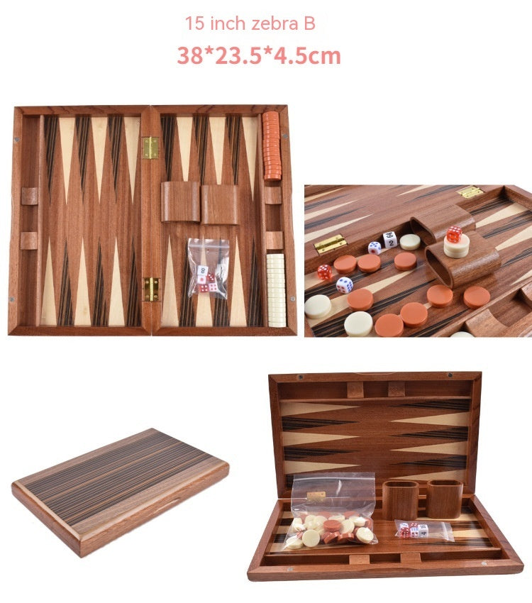 Factory High-grade Wooden Western Backgammon Chess Box Solid Wood Baccarat