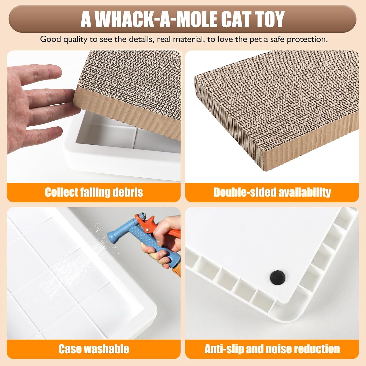 Cat Scratcher Toy Interactive Whack A Mole Cat Toy  Cardboard Cat Scratcher Cat Scratching Board Cat Scratching Pad For Indoor Cats Cat Enrichment Toys