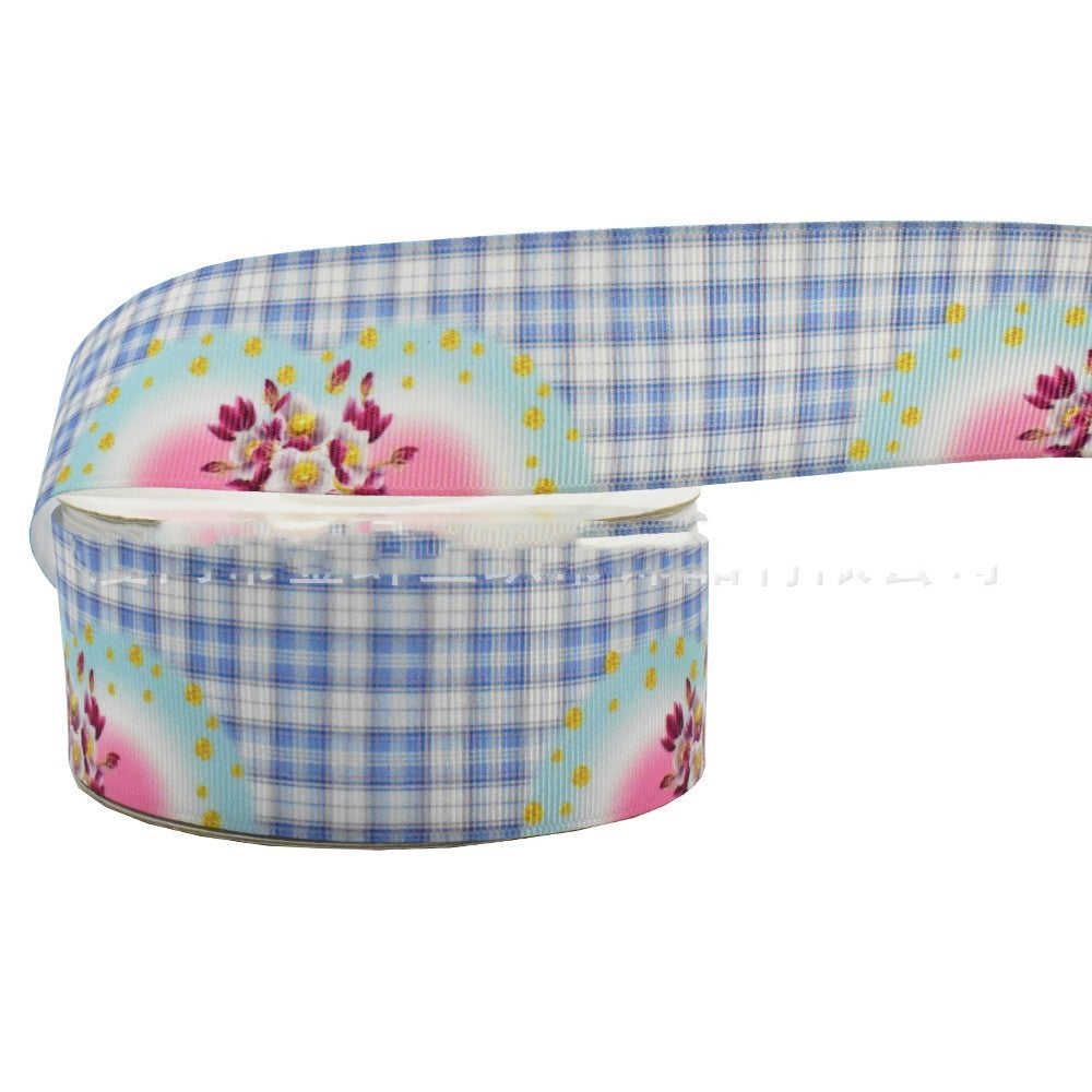 Digital Printing Ribbon Bow Handmade Webbing Satin Gradient Plaid