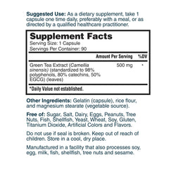 Green Tea Extract 500mg - 90 Capsules (90 Servings)