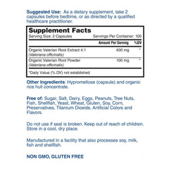 Valerian Root 500mg - 200 Vegetarian Capsules (100 Servings)