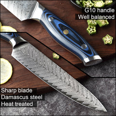 Damascus knife set kitchen stainless steel