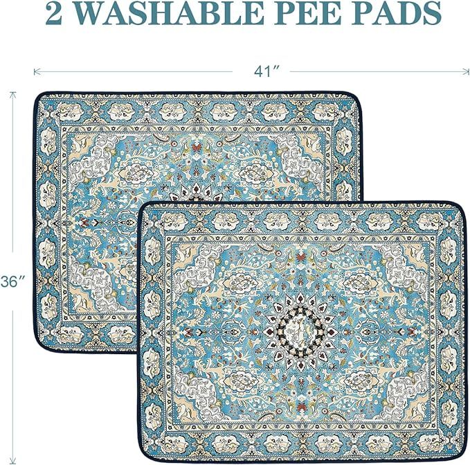 Qeils Washable Pee Pads For Dogs, 2 Pack Reusable Puppy Pads 36 41 Super Absorbent Leakproof Dog Training Pads, Non Slip Potty Pads For Floor, Crate, Couch, Whelping Pads Litter Mat Pet Supplies