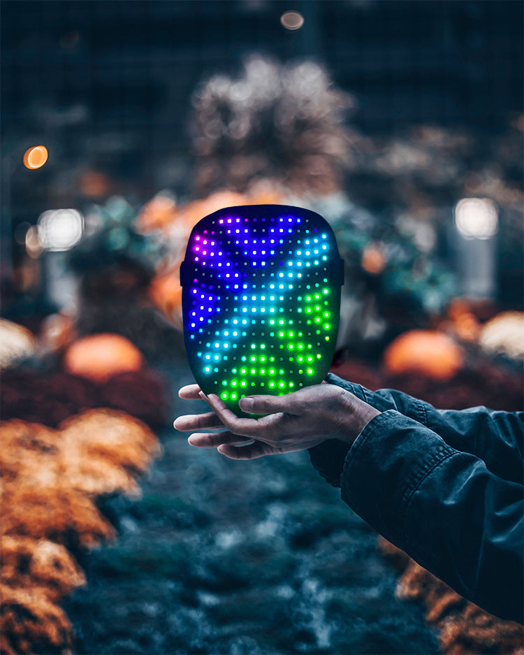 Led Mask Gesture Sensing With 50 Pattern Halloween Cosplay