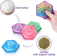 Dice Catnip Toy DND Interactive Cat Toy For Role Playing Tabletop Game Soft Plush Catmint Kitten Teething Chew Pet Supplies Cat Lover Witchy Wizard Gift Ideas