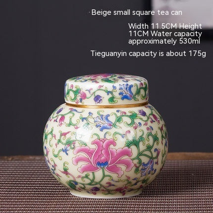 Enamel Ceramic Tea Jar Large Sealed Storage Jar Moisture-proof Storage