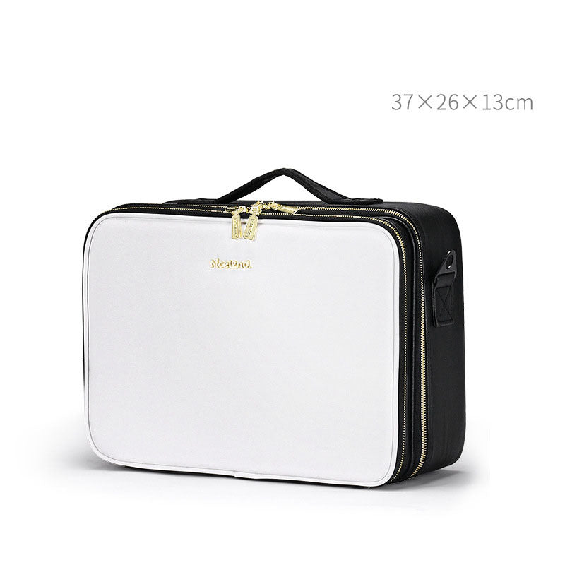 Large Capacity Leather Cosmetic Bag Portable Makeup Artist Makeup Storage Bag