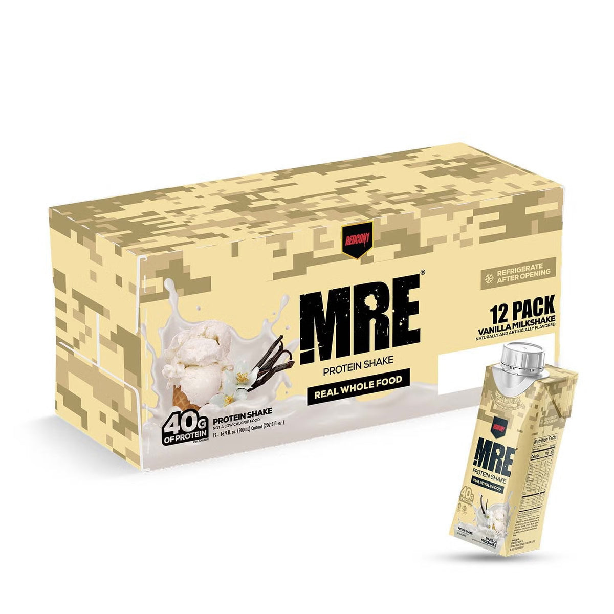 MRE® Protein Shake RTD - Vanilla Milkshake - 16.9oz. (12 Bottles)