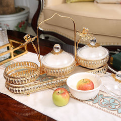 Dried Fruit Storage Box Wrought Iron Acrylic Living Room Snacks Melon Seeds Compartment With Lid