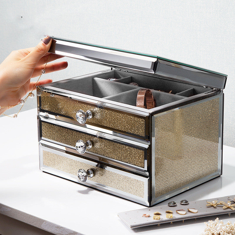 High-end Exquisite Large-capacity Multi-layer Glass Jewelry Storage Box