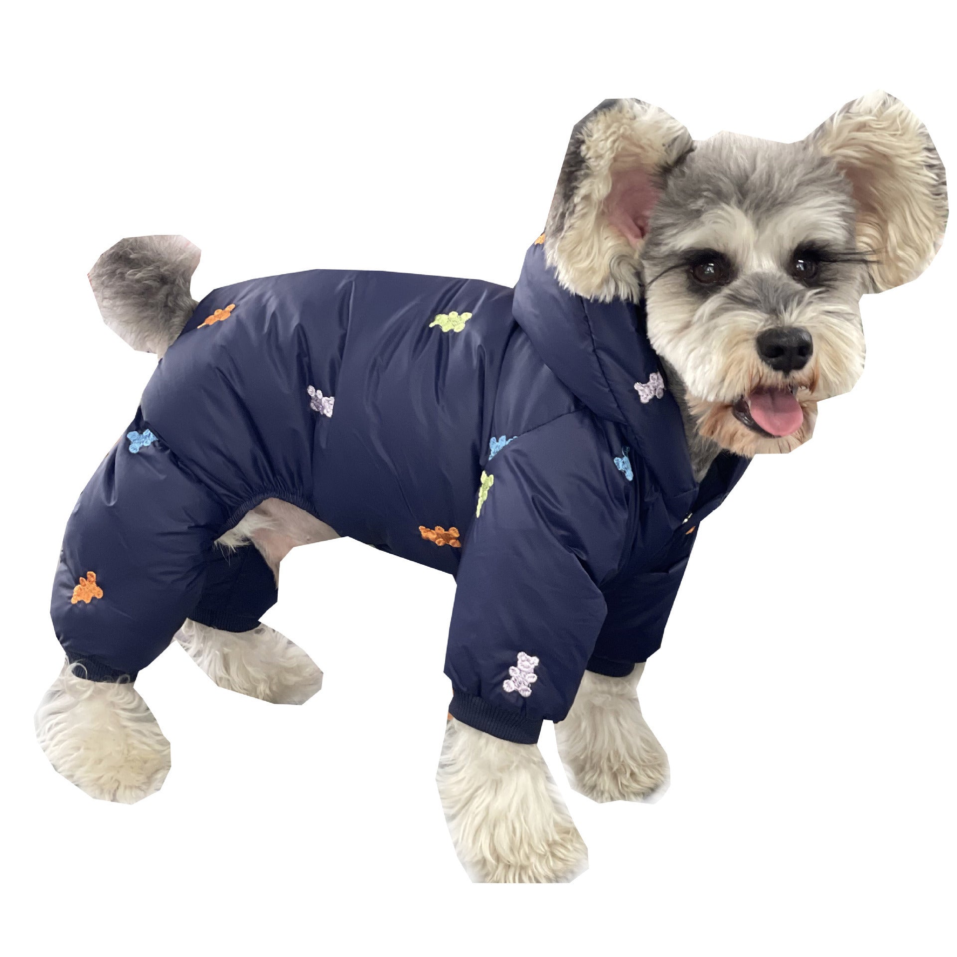 Dog Clothes Thickened Warm Teddy Schnauzer PomeranianBichon Frise Pug Hooded Pet Four Feet Down Jacket