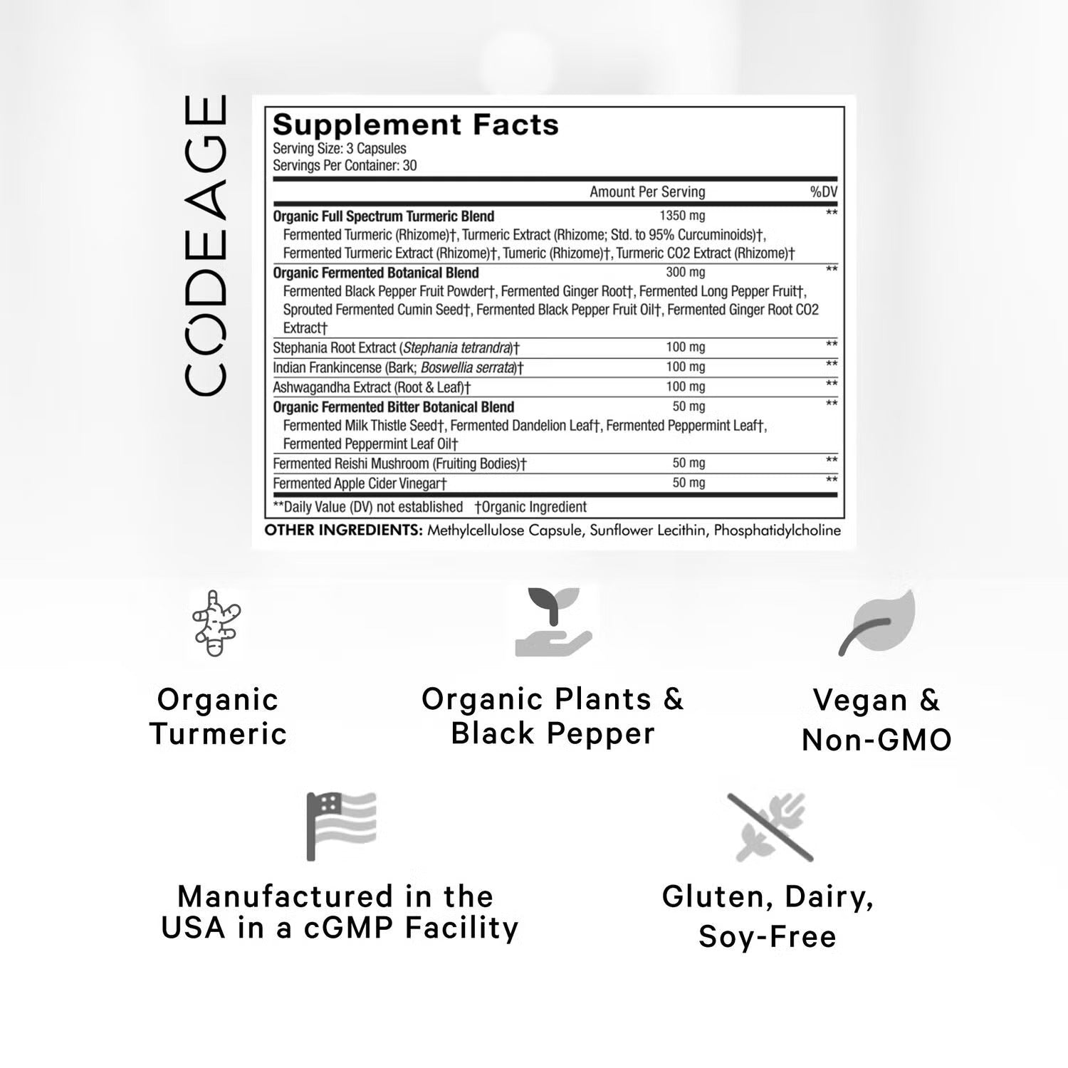Liposomal Fermented Turmeric + Black Pepper - Curcumin & Ginger - 90 Capsules (30 Servings)