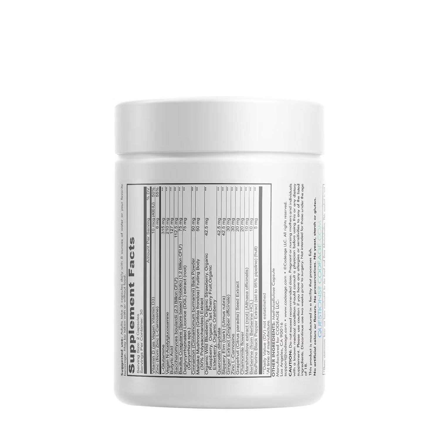 Leaky Gut Supplement - L-Glutamine - Prebiotics - Probiotics - Postbiotic - 60 Capsules (30 Servings)