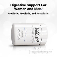 Leaky Gut Supplement - L-Glutamine - Prebiotics - Probiotics - Postbiotic - 60 Capsules (30 Servings)