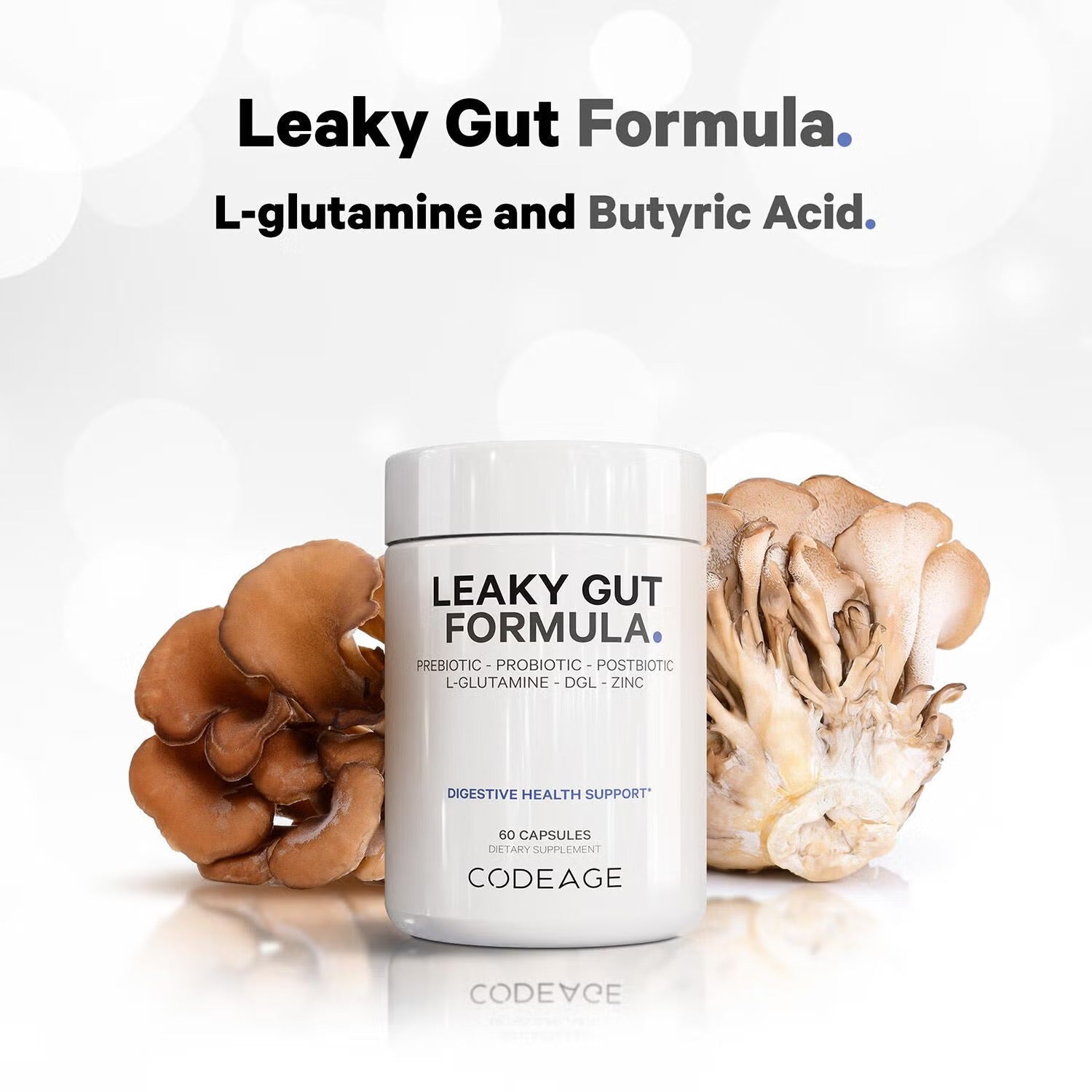 Leaky Gut Supplement - L-Glutamine - Prebiotics - Probiotics - Postbiotic - 60 Capsules (30 Servings)