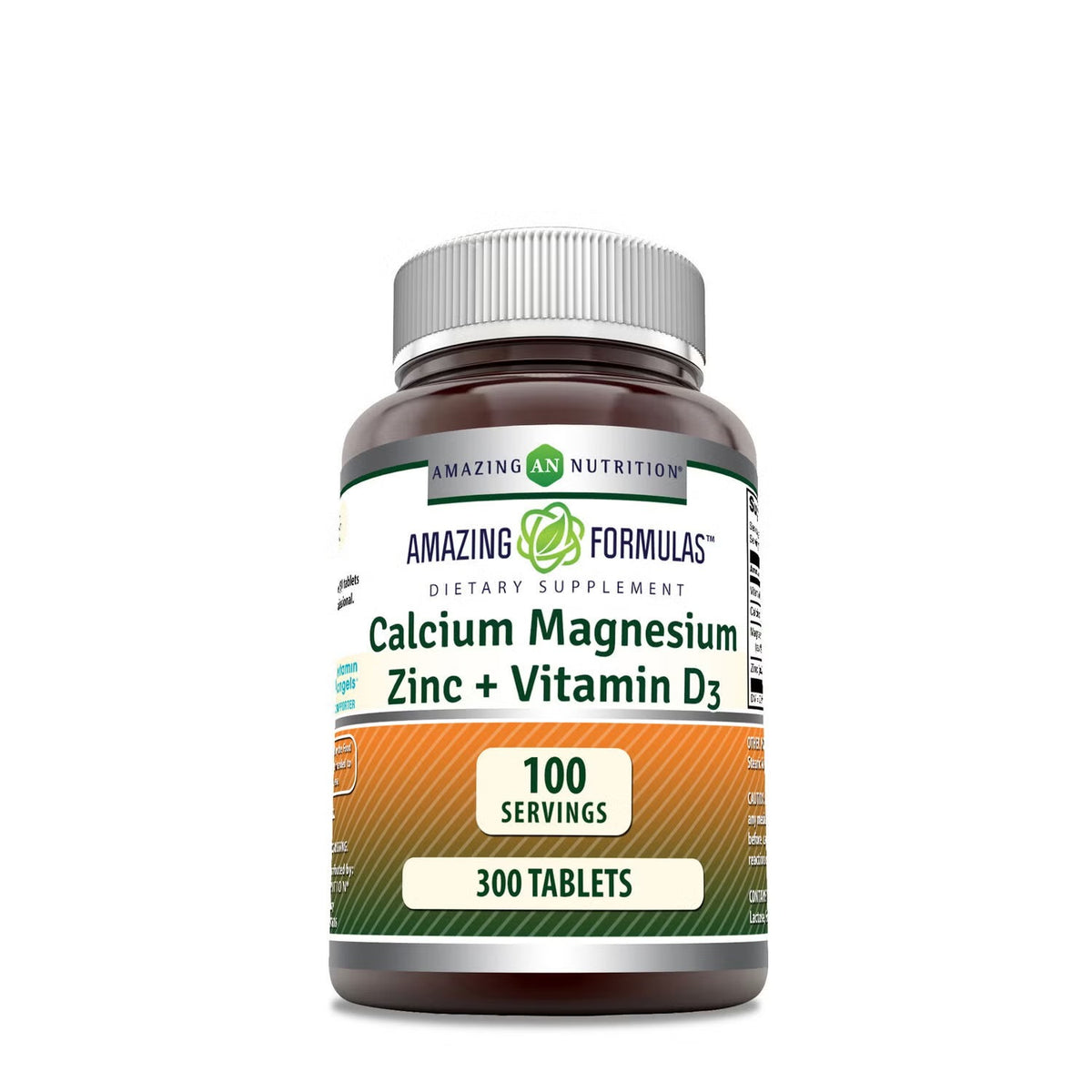 Calcium Magnesium Zinc + Vitamin D3 - 300 Tablets (100 Servings)