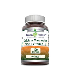 Calcium Magnesium Zinc + Vitamin D3 - 300 Tablets (100 Servings)