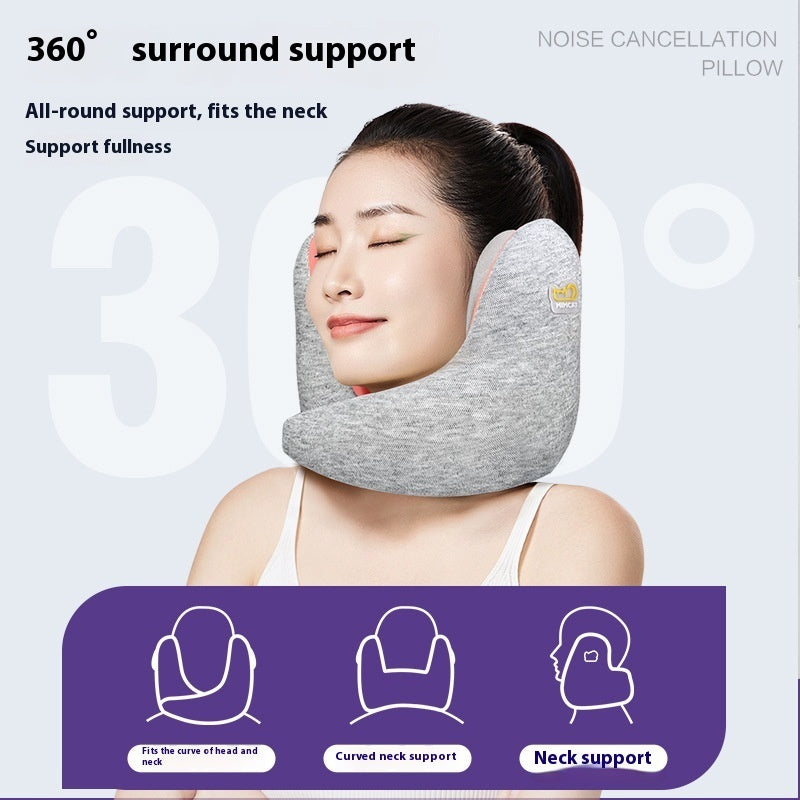 Portable Office Travel Neck Protection Noise Reduction Soundproof Travel Memory Foam U-shaped Pillow